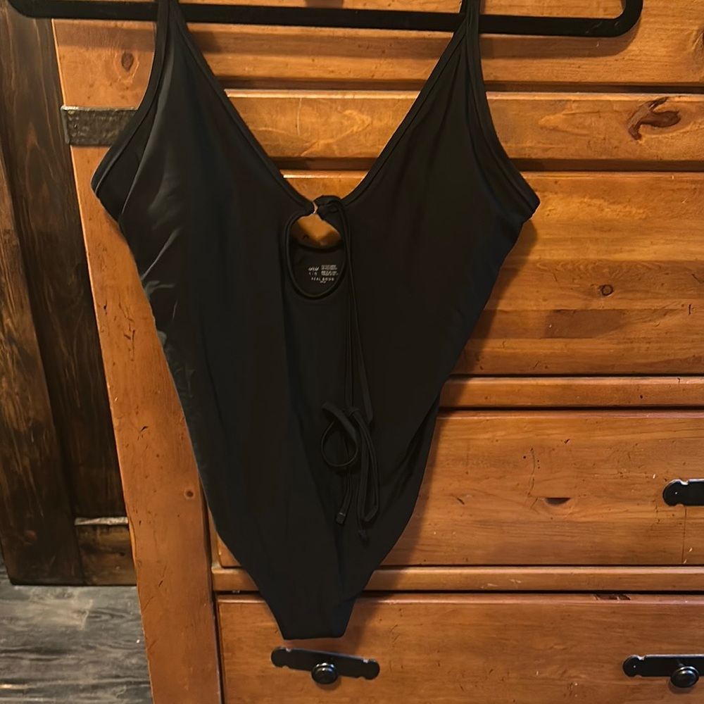 Aerie Black Cheeky One-Piece Swimsuit